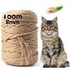 Chuner Corda Naturale per Tiragraffi Gatti, 100M x 8MM - Sisal per Albero Gatto, Canapa per Decorazione Casa e Giardino (100M, 8MM)