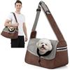ALLSOPETS Borsa Cane Taglia Piccola, Marsupio Cani, Marrone Caffè | Borsa Tracolla per Cani e Gatti Traspirante con Tasca Laterale e Tracolla Regolabile, Trasportino Morbido per Viaggi e Uscite