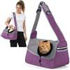 ALLSOPETS Borsa Cane Taglia Piccola, Marsupio Cani, Viola Prugna | Borsa Tracolla per Cani e Gatti Traspirante con Tasca Laterale e Tracolla Regolabile, Trasportino Morbido per Viaggi e Uscite