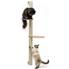eyepower 132 cm Tiragraffi da Parete Luna con 2 Piattaforme in Bambù - Albero per Gatti Salvaspazio con Ripiani - Colonna in Sisal Naturale - Gioco da Arrampicata - Percorso da Muro Set Mensole Gatto