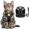 MOTIBACK Pettorina per gatti con guinzaglio, collare riflettente regolabile e set di stoviglie, imbracatura morbida in rete per gatti di piccole e medie dimensioni (nero, S)