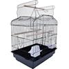 Pet's Solution - Gabbia per Uccellini Accessoriata con Tetto Apribile, 2 Mangiatoie, 2 Posatoi, 1 Trespolo Esterno, 1 Altalena, Vassoio Estraibile e Varie Aperture - 46,2x35,7x63,5h cm (NERO)