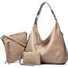 Pahajim Borsa Tracolla Donna Grande PU Pelle Tote Bag Borse Donna 3 Pezzi Set Borsa a Mano Elegante per Lavoro,Shopping e i viaggi(Beige)