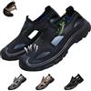 Generic Sandali da uomo casual a punta chiusa, sandali da spiaggia con punta chiusa, sandali estivi da uomo, scarpe traforate in rete, leggere, antiscivolo, da spiaggia, guida, escursionismo, Nero , 38 EU