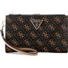 GUESS Laurel II Double Zip Organizer Wallet, Portafoglio Donna, Logo Marrone, Taglia Unica