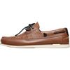 Casual Scarpe da barca da uomo in vera pelle mocassini piatti con lacci in pelle blu scuro e marrone 2 Eye Boat Shoes, marrone medio, 41 EU Stretta