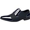 Generic Scarpe eleganti da uomo con punta lucida, in finta pelle, con lacci, eleganti, da sera, per matrimoni, Blu scuro, 42 1/3 EU