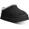 metricfalcon Mini stivali da donna con plateau, pantofole da donna, pantofole da interno, senza lacci, foderate in pile, scamosciate, stivaletti corti, nero, 37 EU