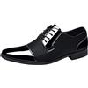 Generic Scarpe eleganti da uomo con punta lucida, in finta pelle, con lacci, eleganti, da sera, per matrimoni, Nero , 42.5 EU