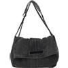 XACKWUERO Borsa da donna retrò in denim grande capienza, borsa a mano con cinturino a catena, Nero , 13.0'' x 15.0'' x 3.9''