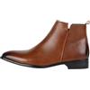 Generic Stivaletti da uomo in pelle con punta e cerniera laterale, stile Chelsea classico, stivali eleganti da uomo, scarpe eleganti con tacco basso antiscivolo, scarpe formali lucide, calzature minimaliste