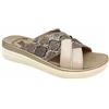 3Rose 402 Ciabatte Donna con Doppia Fascia Incrociata Stampa Pitonata - Pantofole Casa e Outdoor Estive - Sabot Comodi da Giorno Comfort Anatomico con Plantare Estraibile in Vera Pelle (Panna, 39)