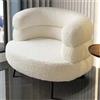 Generic Sedia bianca moderna con tessuto Sherpa, schienale curvo, divano morbido per soggiorno, camera da letto, salone, ufficio, comoda sedia da lettura