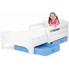BAYAGU Letto Bambini 140x70 cm con Materasso Schiuma Lettino Cameretta Pannello Truciolare Rete con Tubi in Metallo Cassetto Estraibile Sponde Protettive Laterali Colore Bianco