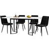 Kelodan Set da pranzo (5-TLG), tavolo da pranzo allungabile per 4 persone, tavolo da pranzo rettangolare con struttura in metallo, sedie da pranzo in velluto nero, bianco e nero
