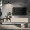 Totò Piccinni Mobile Porta TV Sospeso MODULA, Parete Attrezzata Moderna con Pensile a Ribalta e 2 Cubi a Giorno, Versatile per Soggiorno e Ingresso, 194 x 29 x 28 cm (Cashmere/Rovere Mercure)