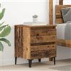 ZQQLVOO Mobiletto in legno anticato, 40 x 35 x 50 cm, comodino con gambe in metallo, cassettiera
