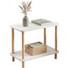 Nivofu Tavolino da Salotto Moderno in Legno, Scaffale Basso a 2 Livelli, Mobiletto Soggiorno Multiuso per Ingresso e Camera da Letto, Libreria Piccola da Terra, Facile da Montare, Bianco