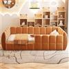 Moimhear Letto singolo imbottito, rivestimento in velluto, design completamente chiuso, angoli arrotondati, adatto per camera dei ragazzi, senza materasso (arancione, 90 x 200 cm)