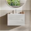 BRIDGE BENO Mobile lavabo sospeso 61 cm con lavabo in ceramica, 2 cassetti con chiusura ammortizzata, frontale scanalato, ideale per bagno piccolo e WC ospiti, Bianco Opaco