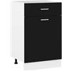 Roanoer Lyon - Mobile da cucina con 1 cassetto e 2 ripiani, 50 x 46 x 81,5 cm, in legno, moderno, per stoviglie e pentole, colore: nero