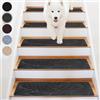 Homwiz Tappetini per Scale Antiscivolo, 15 Tappetini Autoadesivi per Gradini Interni, Ritagliabile e Riutilizzabile - Protezione per Animali Domestici, Anziani e Bambini (Grigio Scuro, 65x20 cm)
