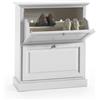 Vicentini arreda Scarpiera in legno shabby chic a 2 ante, 79 cm L x 30 cm P x 90 cm H, Bianca, 100% Made in Italy