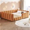 Moimhear Letto singolo imbottito, rivestimento in velluto, design completamente chiuso, angoli arrotondati, adatto per camera dei ragazzi, senza materasso (arancione, 140 x 200 cm)