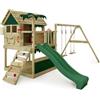 Fatmoose Parco giochi Portico Arrampicata TikaTaka Town XXL con altalena & Scivolo Verde, all'aperto Bambini Torre di arrampicata con Sabbia Scala & Accessori per Giochi