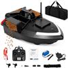 Garbenat 500 m RC barca per esche da pesca in ABS, con telecomando, con GPS, 3 scatole per esche da pesca, barca con faro di ricerca e batteria da 12000 mAh (nero)
