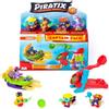 PIRATIX ADVENTURE WORLD Shark Treasure, Captain Pack, Trident con 4 Piratix, 1 capitano d'oro, 4 accessori 'Cristalli', Sea Speeder, catapulta, 2 bandiere effetto vetro, confezione da 2/6