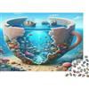 MXVCTJQH Tazza Caffè Oceano Fantasia Puzzle 1000 Pezzi Puzzle per Adulti Gioco di Puzzle 1000 Pezzi Mondo Sottomarino Relax Decorazione Regalo 52x38cm/1000pcs