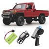 Quavva MN-82 Scala 1:12 RC Crawler, Camion telecomandato fuoristrada 4WD con controllo proporzionale, compatibile con Toyota Land Cruiser LC79, porte apribili/cofano, fari a LED (rosso scuro)