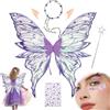 XEERUN Ali da fata per ragazze e donne, ali di farfalla per adulti, set per travestimento da elfo e farfalla, bacchetta magica e corona per costume di Halloween, accessori da sposa per damigelle