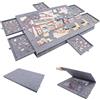 LUPATDY Tavolo per Puzzle 1000 Pezzi, Tavolo Puzzle Inclinabile Leggera in Feltro con 6 Cassetti, Tavola Puzzles Portatile con Supporto 2 in 1, 52 x 77 cm, Grigio