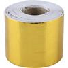 CDQL 1 Rotolo di Scudo Termico di Scarico Automotive, Nastro Isolante Riflettente di Calore, Filo di Candela Scudo Termico per Auto Foglio di Alluminio Adesivo Riflettente Nastro Avvolgente(Gold 10M*5Cm)