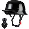GAOFZHAO Casco Moto Mezza Scodella Fiamme Custom, Stile Tedesco M35 Hot Rod con Maschera, Omologato ECE 22.06, Calotta Anti-Fungo per Cruiser Bobber(3,XL(61~62cm))