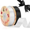 VynyQoo 2 Rotoli da 20mm Largo Nastro Di Raso, Nero e Bianco, 22M Lato Singolo Nastro Regalo, Nastri Per Decorazioni, Per Matrimonio, Compleanno, Decorazione Della Torta