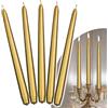 Decoraparty 10 Candele Dorate h 29 cm, Lunghe Affusolate Oro Metallizzato Eleganti Decorazioni in Cera da Tavola per Celebrazioni, Capodanno, Anniversario, Natale, per Candelabro