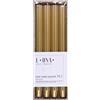 DONAU HOME Set di 4 candele lunghe a coste, dorate, 30 x 2,25 cm, senza profumo, candele da tavola per decorare il soggiorno, il bagno, 10 ore di durata