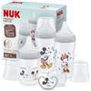 NUK Confezione biberon Perfect Match | 0-6+ mesi | Si adatta al palato del bambino | 3 biberon anti-colica e ciuccio Space Soother | Senza BPA | Disney Topolino | 4 pezzi