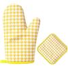 HW CASA Set di 1 guanto da forno + 1 presine resistenti al calore (1200°C) - ignifughi - Cotone naturale e materiali atossici - Protezione avanzata per cucina e forno Giallo