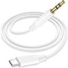Bamkey Cavo Aux USB C, Adattatore USB C a Jack 3,5mm Cavo Audio Tipo C Flessibile per iPhone 17 16 15 Pro Max, Samsung S26 S25 S24 Ultra, Pixel, iPad, Stereo Auto [1.2M, Bianco]