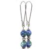 ThurColas Orecchini a cerchio donna vintage con perle in giada bianca tinta ematite o turchese ricostituito - chiusura a leva in acciaio inox - fatti a mano in Francia (Blu e verde)