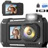 GWAEPU Fotocamera digitale impermeabile 8K Snorkeling: 70 MP 33FT Fotocamera subacquea compatta e robusta HD doppio schermo con zoom 18X Selfie Scheda 64 GB e batteria da 2500 mAh per immersioni subacquee