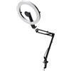 Horett Supporto telefono dallalto con ring light supporto a morsetto per smartphone con luce ad anello overhead per telefono 10 pollici 120 LED magnetico 5000mAh pieghevole for