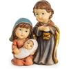 Logbuch-Verlag Piccolo presepe in miniatura, 7 cm: decorazioni Natale casa, natività con Maria Giuseppe e Gesù Bambino, statuina in resina elegante marrone oro per tavolo o mensola