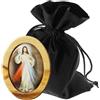 LUNEXUS Magnete in legno di ulivo - immagine di Gesù misericordioso - Cristiano - benedetto - decorazione religiosa per auto, frigorifero e altro ancora - regalo per cristiani, pellegrini, comunione e