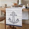 Serento Runner da Tavola Grigio Runner Tavola Blu Strisce Moderno 40x140 cm Runner Tavola Primavera Estate Oceano Ancora Motivo Decor Tavolo Decorazione Per la Casa Per Feste Tavola Runner