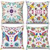 ASDCXZ Set di 4 federe per cuscino 40 x 40 cm, moderna arte con fiori freschi e uccelli bianchi, cuscino decorativo per divano, federe per cuscino lavabili in poliestere e lino, cuscino per la testa
